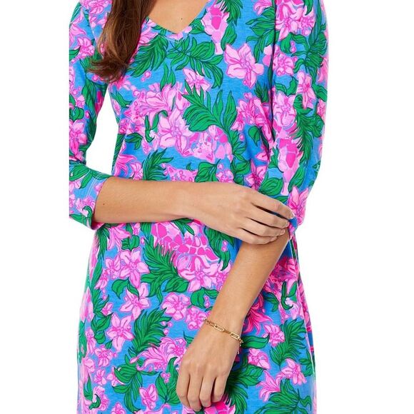 NWT Lilly Pulitzer  Tessa Dress Floral  V-Neck Size XS Tropical Palm Beach - Picture 3 of 9